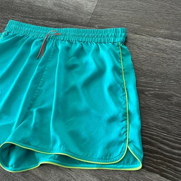 EUC DANNIJO Silk Neon Turquoise Boxing Shorts 100% Silk Sz Large Drawstring Teal - Picture 4 of 16